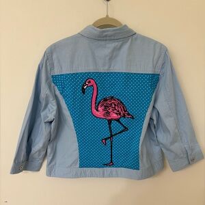 NWT Chico’s size 3=XL pale blue 3/4 sleeve lightweight jacket.